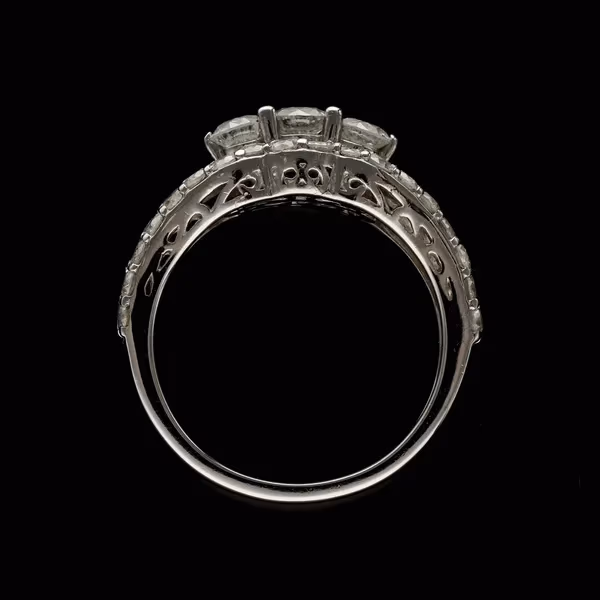 18K White Gold and Diamond Cluster Ring