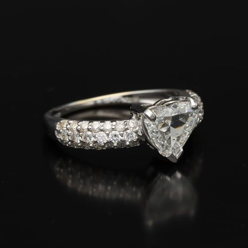 ‘D’ Diamond and 18ct White Gold Heart Ring image-1