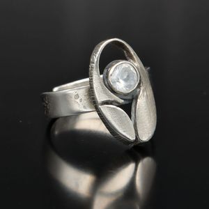Adjustable Silver Rock Crystal Ring