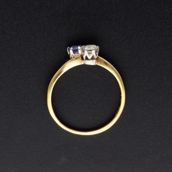 Rare 18ct Yellow Gold 0.25ct Diamond & Tanzanite Ring