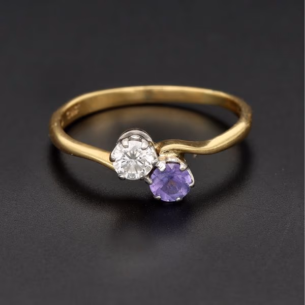 Rare 18ct Yellow Gold 0.25ct Diamond & Tanzanite Ring