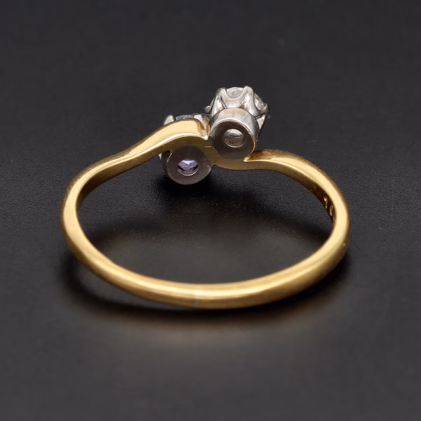 Rare 18ct Yellow Gold 0.25ct Diamond & Tanzanite Ring