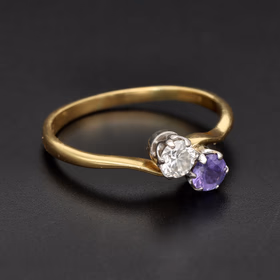 Rare 18ct Yellow Gold 0.25ct Diamond & Tanzanite Ring