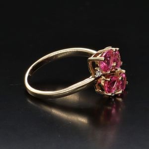 9K Gold Pink Sapphire and Diamond Ring