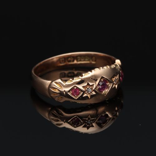 Early 20th Century 9ct Gold Ruby and Diamond Ring image-1