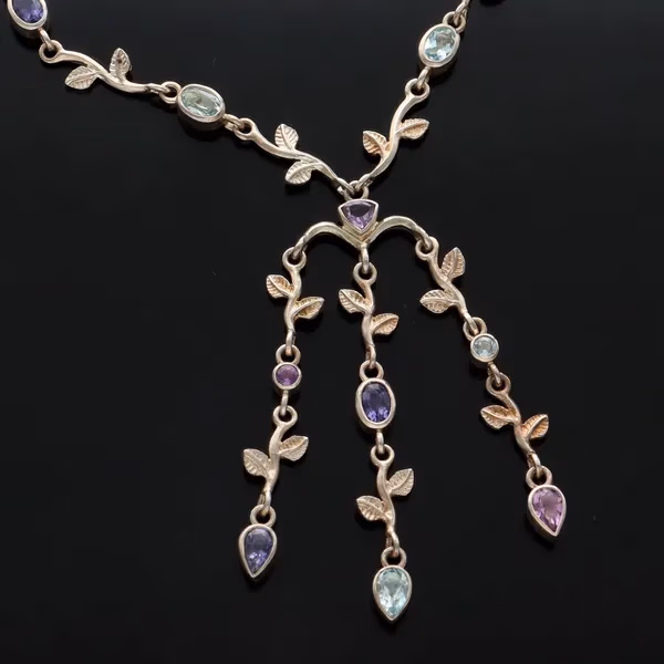 Dower and Hall Silver Gem Set Necklace