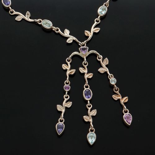 Dower and Hall Silver Gem Set Necklace image-4