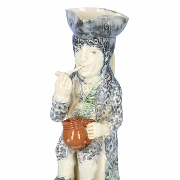 An Extremely Rare 18th Century Leeds Creamware Pottery Thin Man Toby Jug