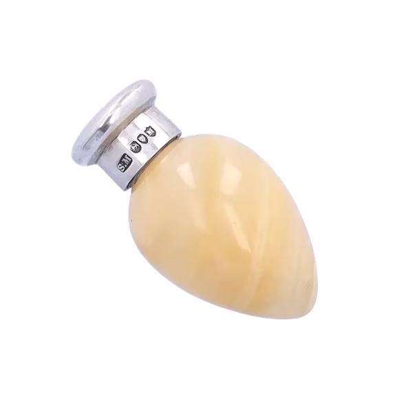 Victorian Agate Sampson Mordan Silver Topped Scent Bottle