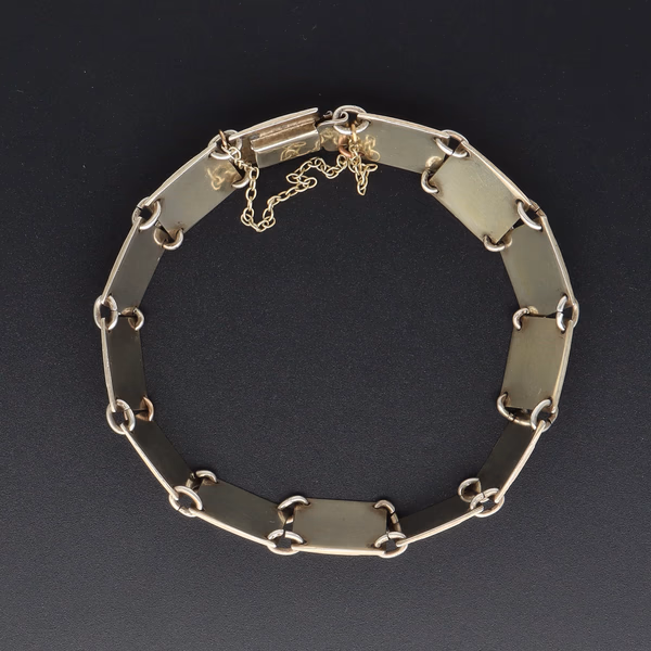 Vintage Vermeilled Norwegian Sterling Silver and Enamel Bracelet by Aksel Holmsen