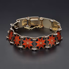 Vintage Vermeilled Norwegian Sterling Silver and Enamel Bracelet by Aksel Holmsen