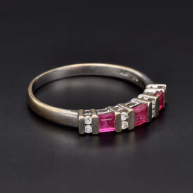 18ct White Gold Ruby & Diamond Band Ring