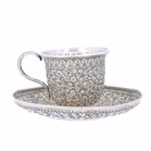 19th Century Indian Silver Cup and Saucer