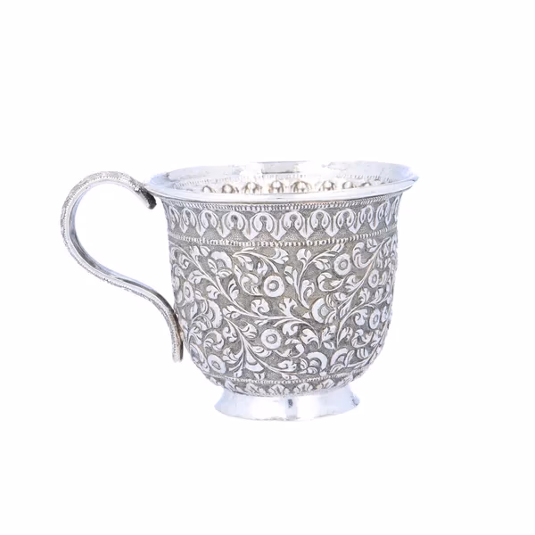 19th Century Indian Silver Cup and Saucer
