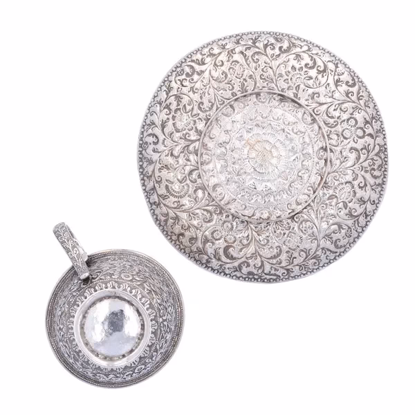 19th Century Indian Silver Cup and Saucer
