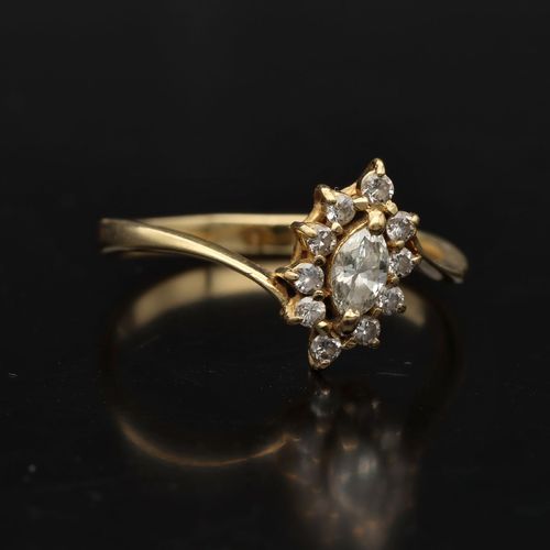 18ct Gold Diamond Marquise Ring image-1