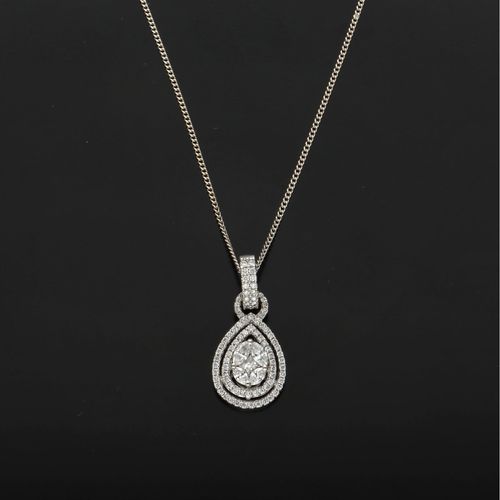 18ct Gold Solitaire Diamond Pendant Necklace image-1