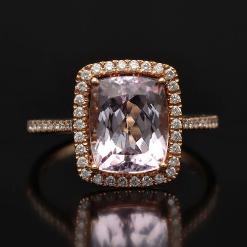 18ct Gold Kunzite and Diamond Cluster Ring image-2