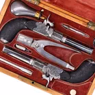 Fine Cased Pair of 60 Bore Precussion Boxlock Pocket Pistols
