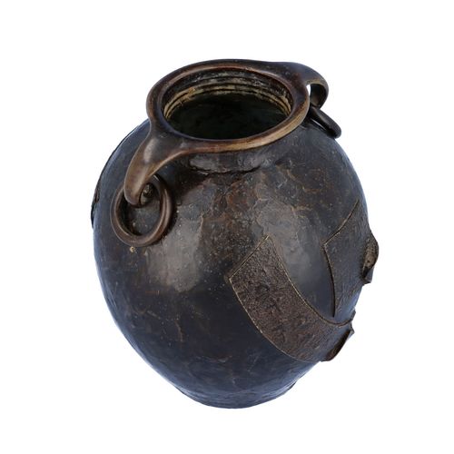 Oriental Bronze Twin Handled Vase image-2