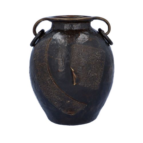 Oriental Bronze Twin Handled Vase image-1