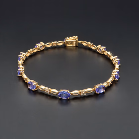 18ct Yellow Gold Tanzanite & Diamond Bracelet