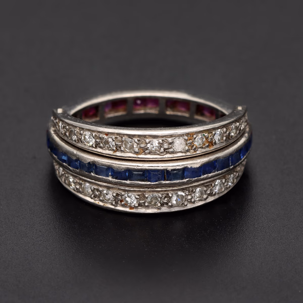 18ct White Gold Art Deco Day & Night Ring