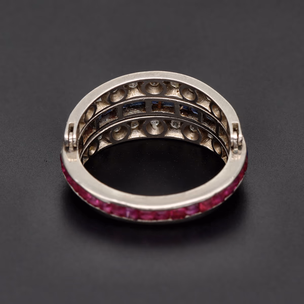 18ct White Gold Art Deco Day & Night Ring