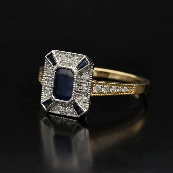 18ct Gold Sapphire and Diamond Art Deco Ring
