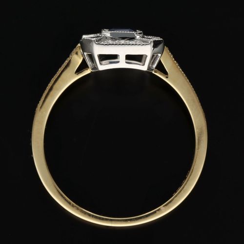 18ct Gold Sapphire and Diamond Art Deco Ring image-6