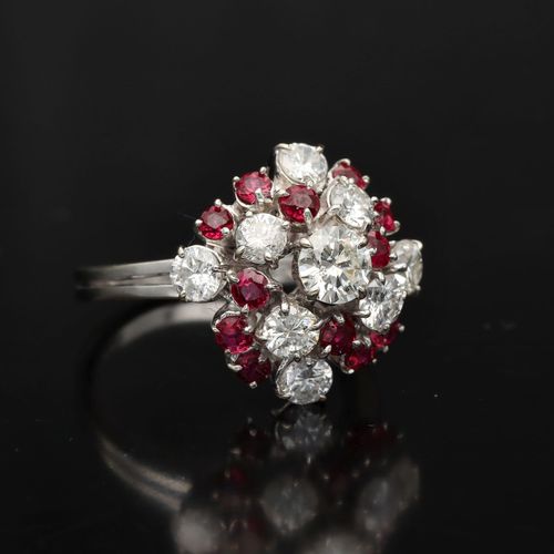 18ct Gold Diamond and Ruby Ring image-1