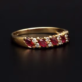 Retro Gold Ruby Diamond Ring. London 1989