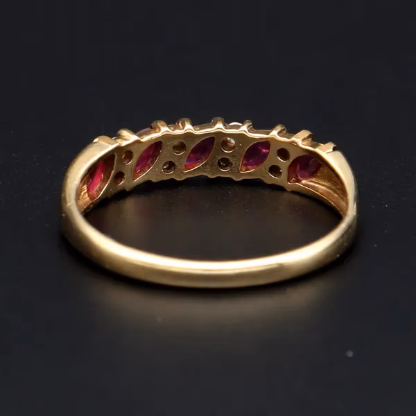 Retro Gold Ruby Diamond Ring. London 1989