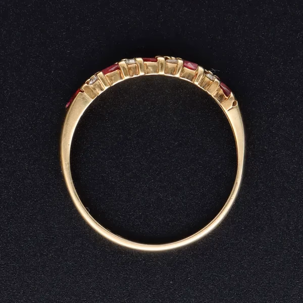 Retro Gold Ruby Diamond Ring. London 1989