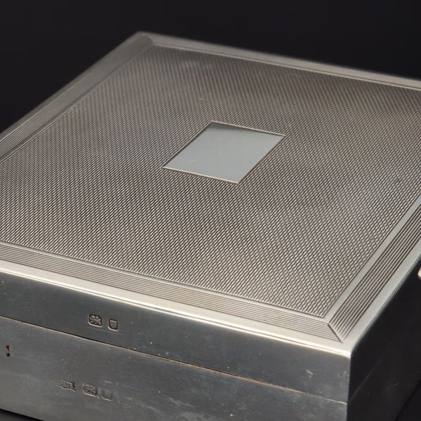 Vintage Silver Engine Turned Box