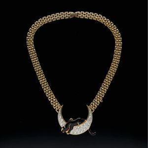 Vintage Rare Panther Rhinestone Necklace