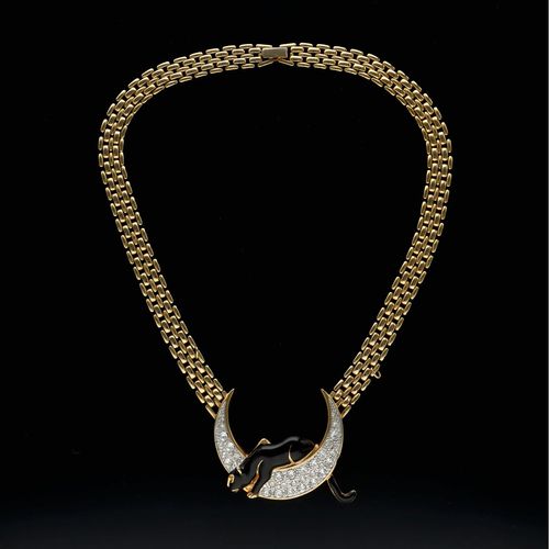Vintage Rare Panther Rhinestone Necklace image-1