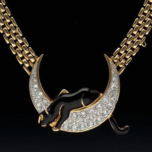 Vintage Rare Panther Rhinestone Necklace image-2