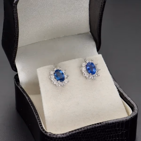 18ct Gold Sapphire and Diamond Earrings