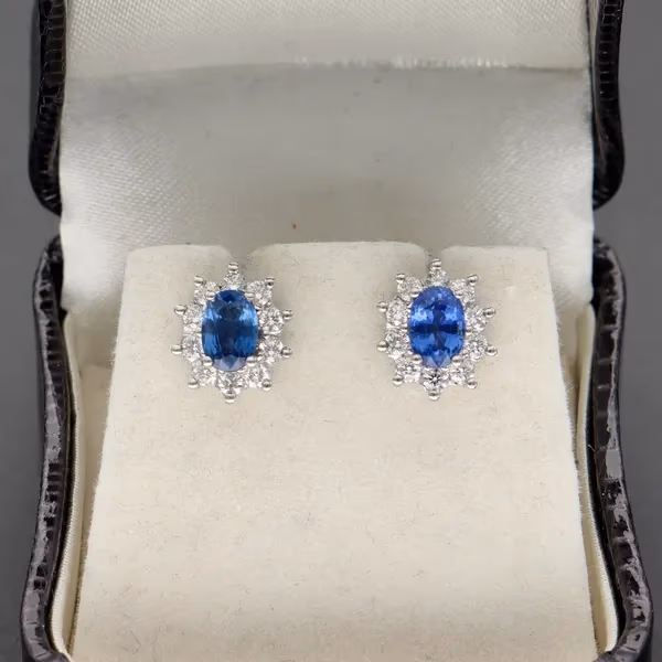 18ct Gold Sapphire and Diamond Earrings