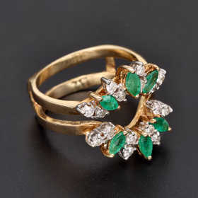 14ct Yellow Gold Emerald & Diamond Enhancer Ring