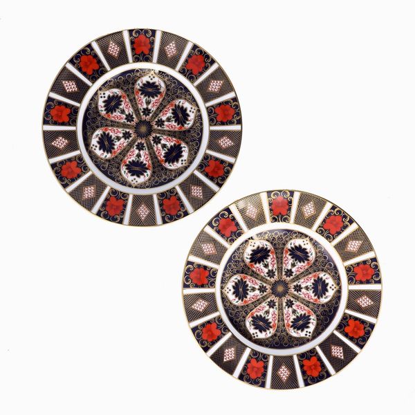 Pair of Royal Crown Derby Imari Dinner Plates