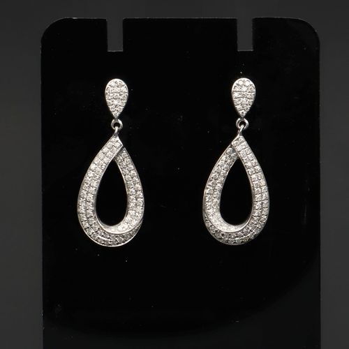 9ct White Gold Diamond Drop Earrings image-3
