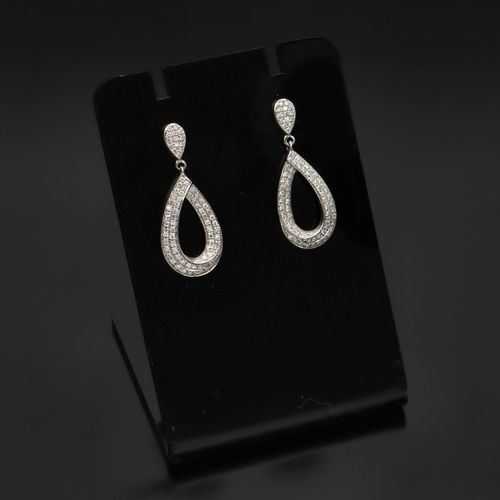 9ct White Gold Diamond Drop Earrings image-2