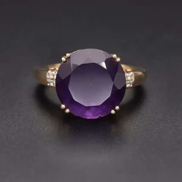 Vintage 14k Gold Amethyst and Diamond Ring
