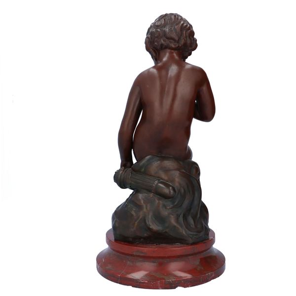 19th Century Cherub Figure on Marble Base