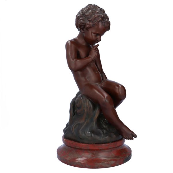 19th Century Cherub Figure on Marble Base