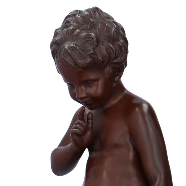 19th Century Cherub Figure on Marble Base