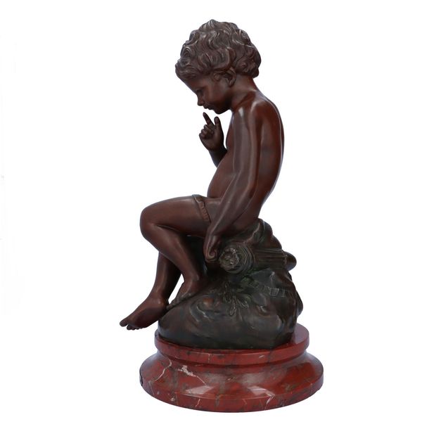 19th Century Cherub Figure on Marble Base