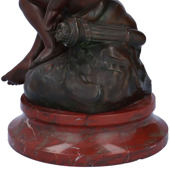 19th Century Cherub Figure on Marble Base